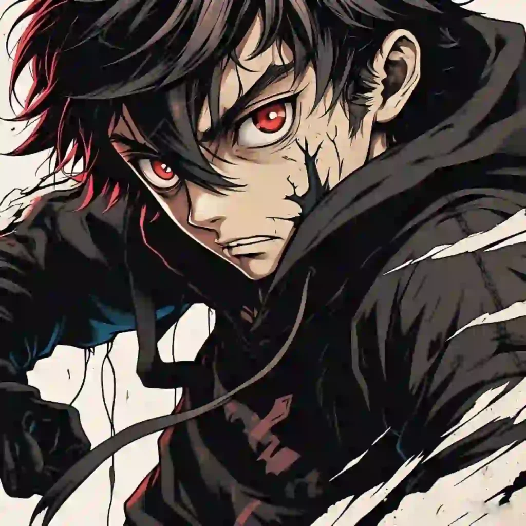 black and white cool anime boy pfp